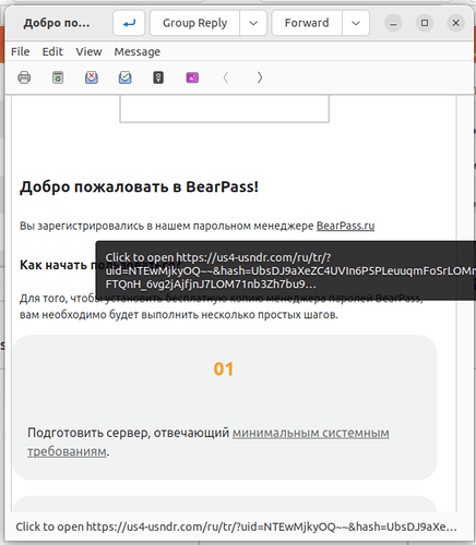 En la pantalla se muestra un mensaje de BearPass que invita a registrarse en su gestor de contraseñas y completar unos pasos simples para configurar una copia gratuita de las contraseñas. (Firma de la imagen generada por IA)
